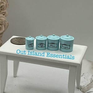 4 Pc. Miniature Canister Set I Dollhouse Container I Miniature Doll Jars I Miniature Dollhouse Kitchen Decor I 1:12 Scale Doll Accessory