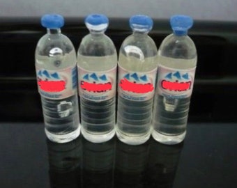 4 Pcs. Dollhouse Water I Miniature Doll Drinks I Miniature Dollhouse Food I 1:12 Scale Dollhouse Accessories