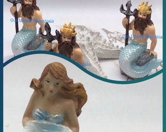 My Littlest Mermaid Statue | Mermaid Decoration | Mermaid Holding Shell | King Triton Mermaid | Little Mermaid I  Mini Mermaid