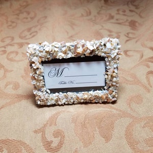 Seashell Place Card Holder, Beach Wedding Decor, Beach Wedding Place Card Holder, Seashell Frame, Shell Frame, Shell Card Holder