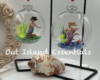 OOAK handgemachte Meerjungfrau Weihnachtsverzierung I Küsten Meerjungfrau Weihnachtsverzierung | Meerjungfrau Weihnachtsschmuck I Coastal Beachy Ornaments