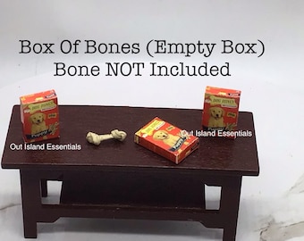 Caja de huesos para perros en miniatura I Mascotas en miniatura para casas de muñecas I Caja en miniatura (solo) de huesos para perros I Accesorios para mascotas en miniatura para casas de muñecas I Escala 1:12