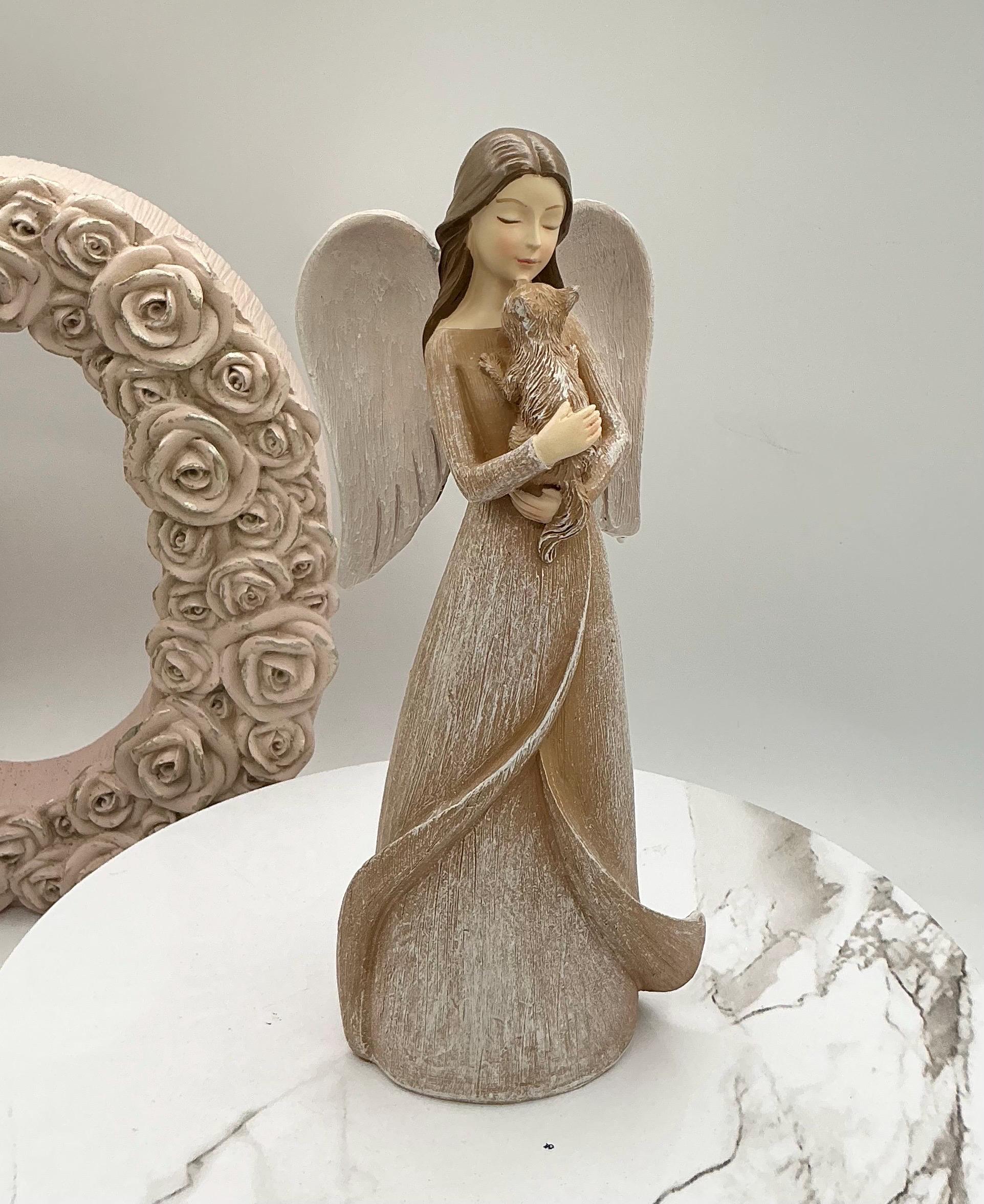 Brunette Angel I Dog, Cat or Daisy Angel Figurine I Themed Praying
