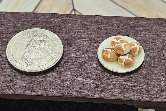 Miniature Dollhouse Hot Cross Buns Bread I Miniature Doll Easter