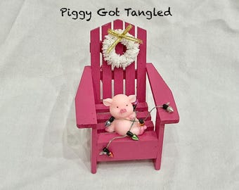 Piggy Ornament I Tangled Pig Christmas Ornament I This Little Piggy Ornament I Christmas Pig