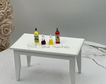 Bottiglie in miniatura di olio d'oliva e aceto di vino rosso I Set in miniatura da 4 pezzi I Olio e aceto in scala 1:12 e ampolle I Ampolla in miniatura per casa delle bambole