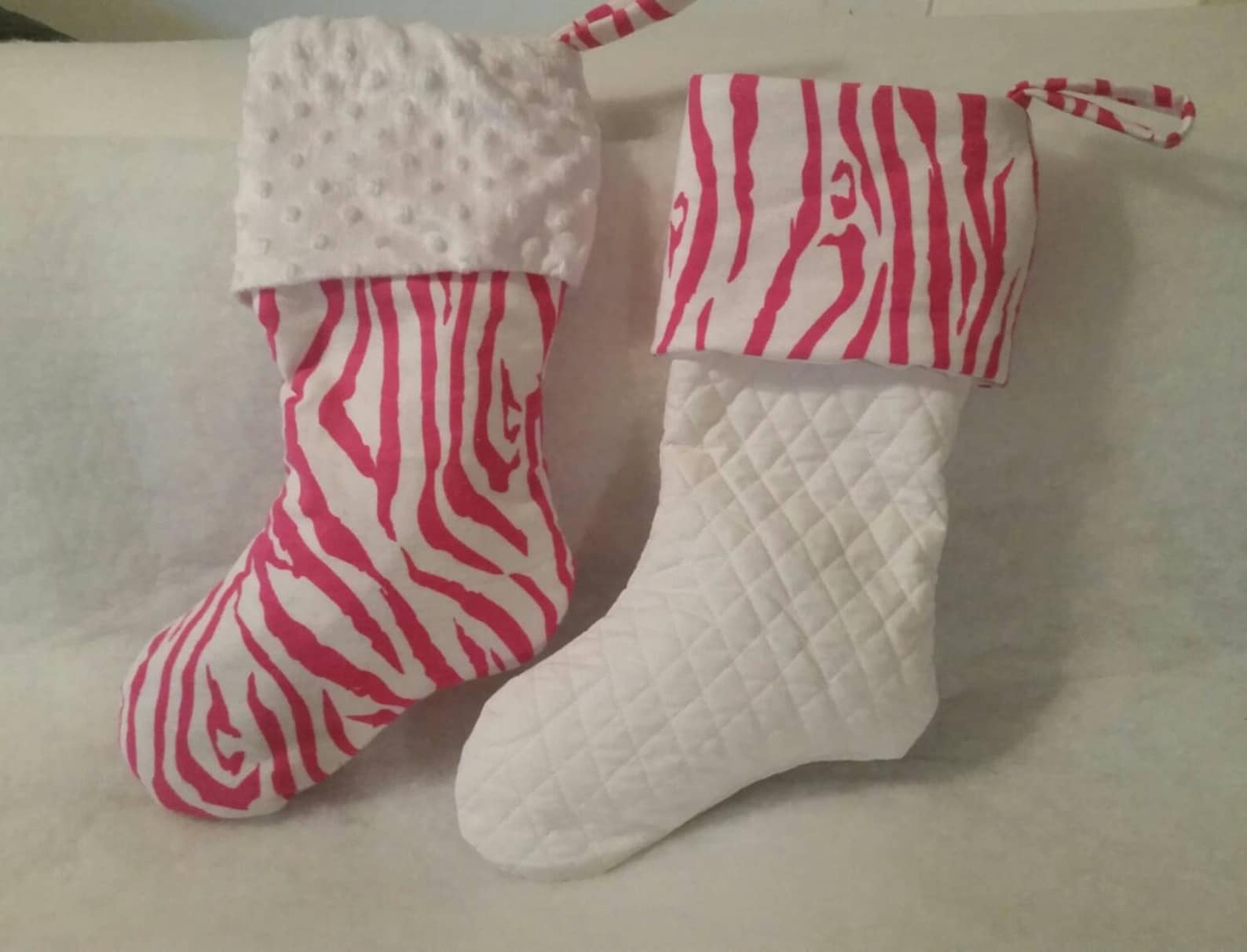 Quilted Christmas Stocking With Zebra Print Cuff I Pink Zebra Etsy