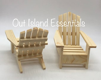 Unfinished Miniature Adirondack Chair, DIY Fairy Garden Dollhouse, Coastal Cake Topper