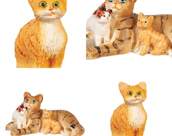 Miniature Cute Cats I Dollhouse Miniature Pet I Miniature Mommy Cat Miniature Furry Pets
