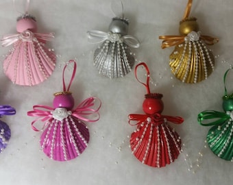 NEW Colors I Seashell Pearl Angel I Shell Angel I Seashell Christmas Ornament I Coastal Christmas Ornament I Seashell Angel