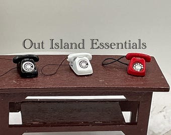 Miniature Dollhouse Rotary Phone, Vintage 1:12 Scale Accessory
