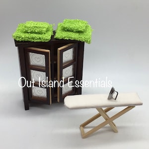Dollhouse Miniature Iron Board And Iron I Miniature Iron Board I Miniature Accessories I Miniature Laundry Supplies