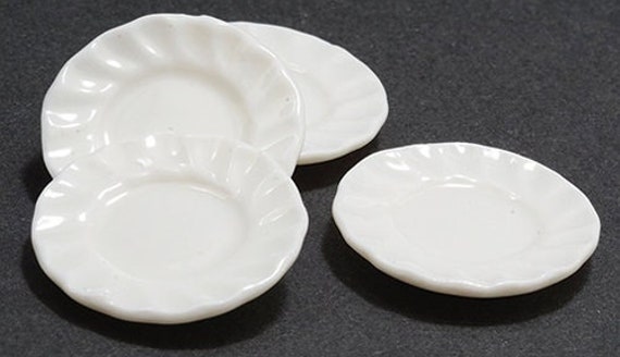 4 Pc Miniature Fluted Plates I Dollhouse White Dishes I Miniature Doll Plates I Miniature Dollhouse Dishes I 1:12 Scale Doll Accessory 4 Pc Miniature Fluted Plates I Dollhouse White Dishes I Miniature Doll Plates I Miniature Dollhouse Dishes I 1:12 Scale Doll Accessory
