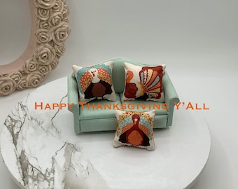 Artisan Dollhouse Miniature Thanksgiving Pillow | 1:12 Scale Turkey