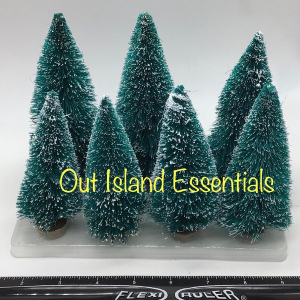 Miniature Bottle Brush Christmas Trees I Two Sizes Frosted Sisal Mini Trees I Fairy Garden Christmas Trees I Snowy Sisal Christmas Trees