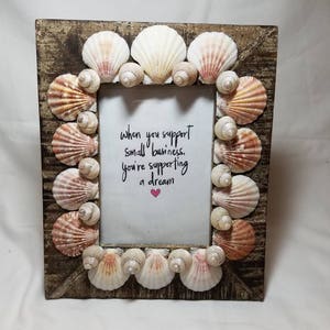 Holz und Muscheln Bilderrahmen, Muschel Bilderrahmen, Küsten Dekor HolzRahmen, Küsten Dekor, 11 x 9 Rahmen mit einer 5 x 7 Bild öffnung