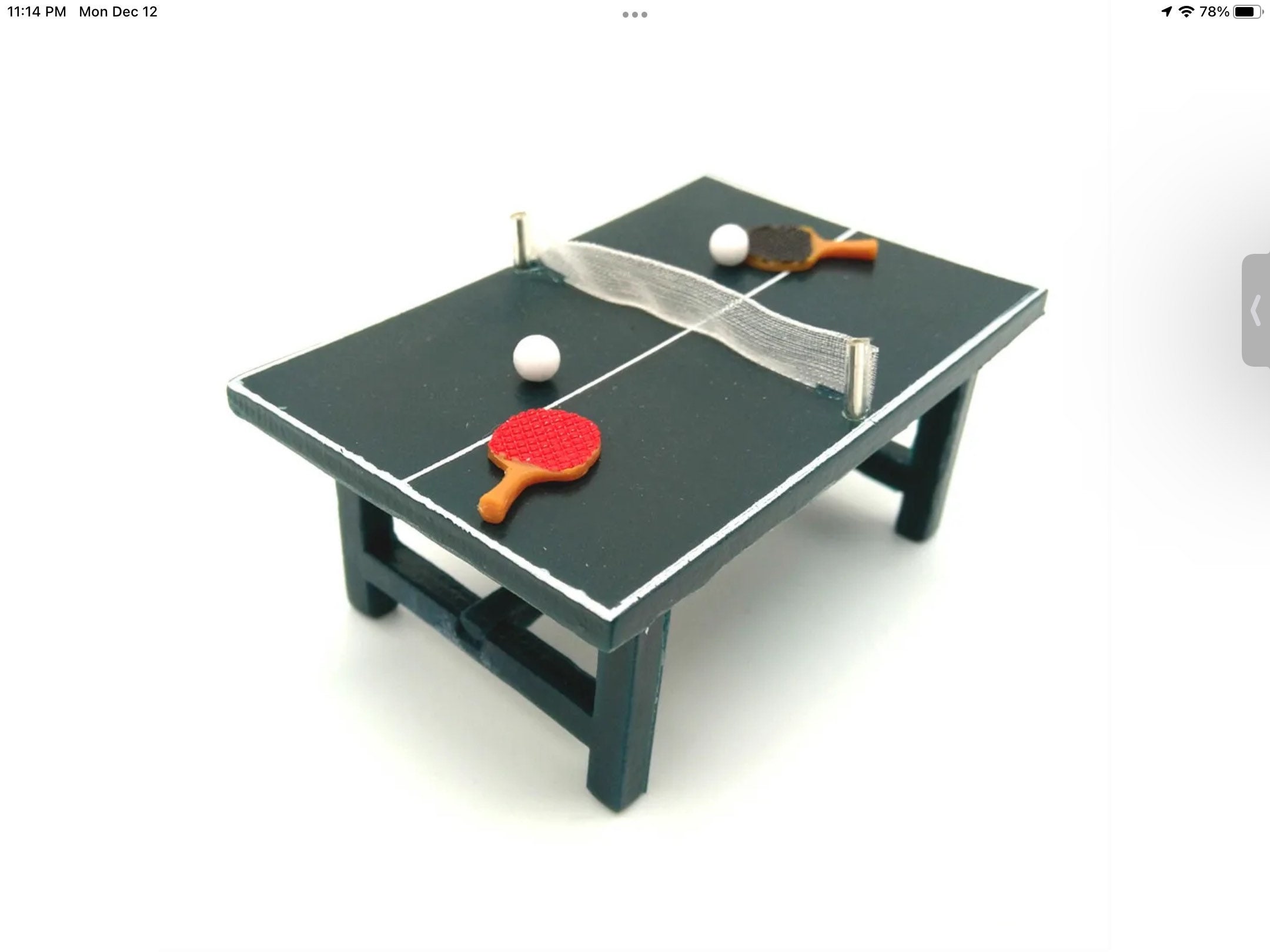 Miniature Ping Pong Table Paddle Set Sport Miniatures 