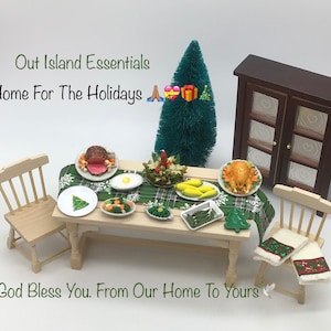 Miniature Christmas Dinner I Dollhouse Christmas Miniatures I Miniature Feast I Miniature Food I Miniature Dinner I Miniature Christmas Deco