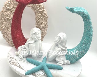 Estatua de sirena con cola de purpurina extrema / Decoración de sirena / Sirena soñadora / Sirena de cola elegante