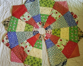 Quilted Handmade Christmas Tree Skirt, Quilted Christmas Tree Skirt, Quilted Tree Skirt