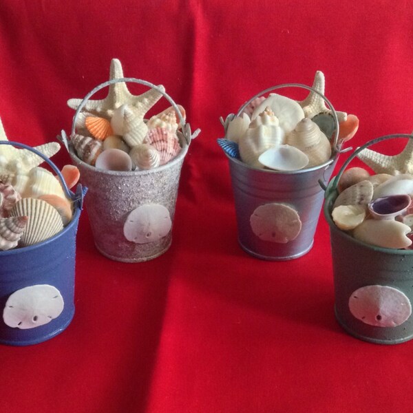 Beach Bucket Ornament I Starfish Christmas Ornament I Coastal Christmas Ornament I Seashell Christmas Ornament I Seashell Wedding Favor