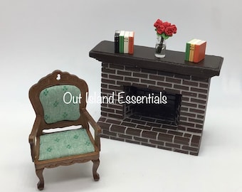 Sedia vittoriana in miniatura della signora I 2 colori sedia in noce antico I mobili in miniatura della casa delle bambole I sedia in miniatura I scala in miniatura 1 12