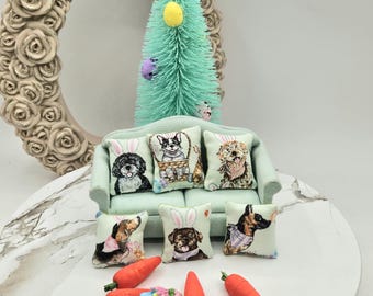 Dollhouse Miniature Pillow | Easter Miniature Pillows | Miniature 1:12 Scale Pillows | Dollhouse Accessories | Miniature Easter Pillows