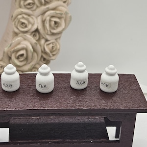 8 Pc. Miniature Canister Set I Dollhouse Container I Miniature Doll Jars I Miniature Dollhouse Kitchen Decor I 1:12 Scale Doll Accessory