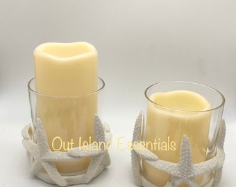 ONE Starfish Candle Holder | Glass Candle Holder | Pillar Candle Accent | Coastal Candle Holder | Wedding Decorations | Pillar Candle Holder