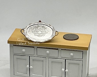 Rund Silber Metalltablett 3.5cm Tumdee1 : 12 Maßstab