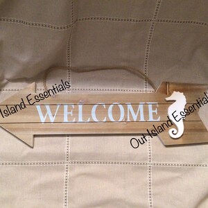 Welcome Sign I Coastal Decor Sign I Beach Sign I Pool Decor I Coastal Welcome I Beach Cottage Sign I Seahorse Sign I Coastal Cottage Decor