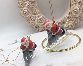 Santa Riding A Dolphin Ornament ICoastal Santa And Dolphin I Cute Dolphin Ornaments I Coastal Santa Dolphin Ornaments