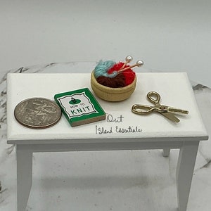 Miniature Dollhouse Knitting I Miniature Knit Kit I Miniature Dollhouse Knitting Supplies I 1:12 Scale Dollhouse Sewing Supplies