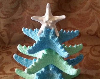 Starfish Christmas Tree Decoration, Rhinestone Starfish Christmas Tree, Starfish Beach Christmas Tree, Table Top Christmas Tree, Green Tree