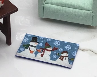 Miniature Front Door Rug | Miniature Front Door Mat | Dollhouse Christmas Mat| Miniature Snowman Mat