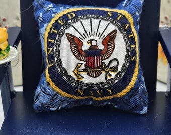 OOAK 1 Pc. Dollhouse Miniature Armed Services | Branches Of Service Miniature Pillows  | Miniature 1:12 Scale Pillows | Veteran Miniatures