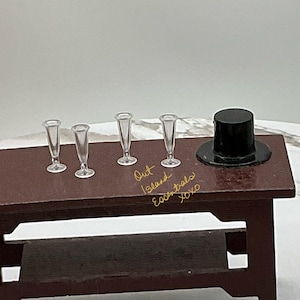 Miniature Fluted Champagne Glass Set Of 4 | Dollhouse Fluted Champagne Glasses I Miniature Doll Glasses I 1:12 Scale Dollhouse Accessories