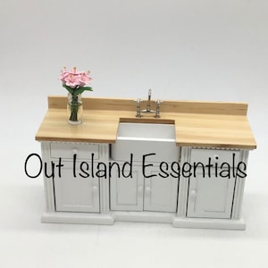 Miniature Kitchen Counter With Drawers & Cupboards I Dollhouse Miniature White Kitchen Counter I Miniature 1:12 Scale Kitchen