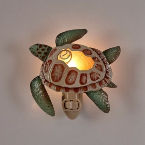 Turtle Night Light I Loggerhead Turtle Night Light I Metal & Capiz Light