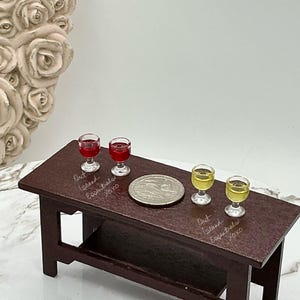 Back In Stock I Miniature Glasses Of Wine I 4 Filled Wine Glasses I Miniature Doll Cocktails I Miniature Dollhouse Entertaining I 1:12 Scale