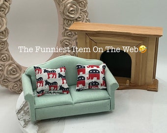 Artisan Made The Political Dollhouse I Democrat Or Republican Miniature Pillows I Family Feud Take A Side Pillows I Funny Dollhouse Politics