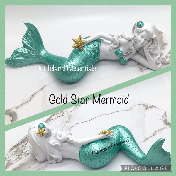 Side Laying Mermaid Statue | Mermaid Decoration | Daydreaming Mermaid | Laying Down Mermaid | Little Mermaid