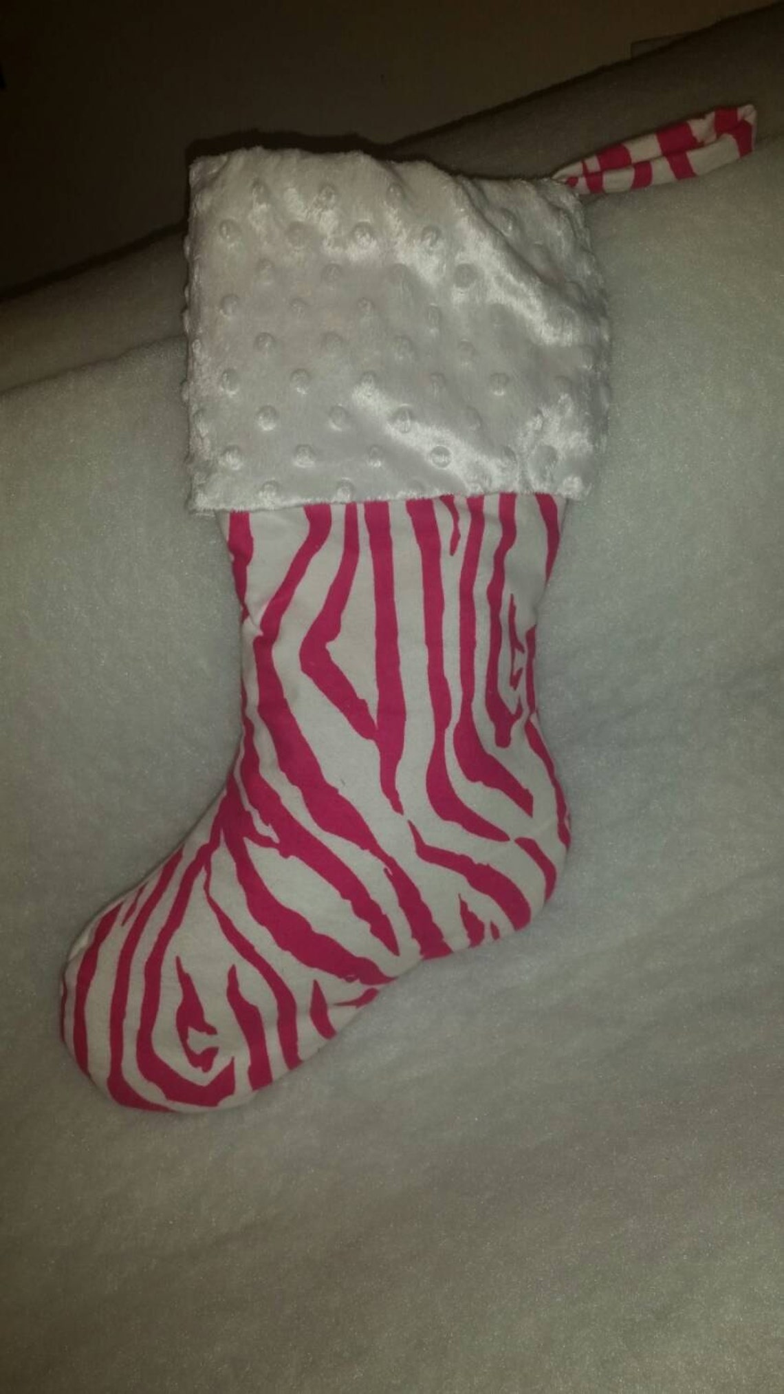 Quilted Christmas Stocking With Zebra Print Cuff I Pink Zebra Etsy