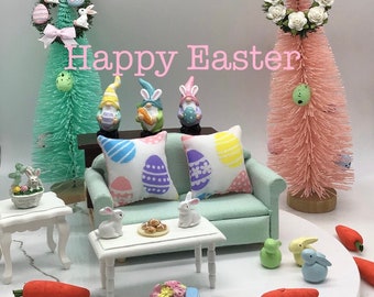 MORE Happy Miniature Easter | Miniature Easter Basket I Miniature Doll Easter Basket I Miniature Dollhouse Easter Basket I 1:12 Scale