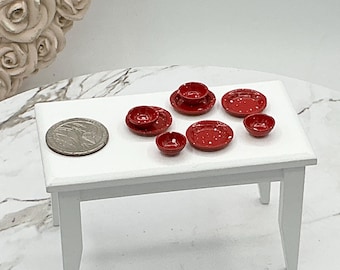 8 Pcs. Dollhouse Dishes I Miniature Doll Plates I Miniature Dollhouse Food Dishes I 1:12 Scale Dollhouse Accessories