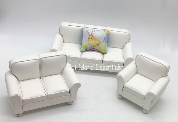 【2000円引】1/3サイズ ドール用ミニチュアソファ シェル型3人用 柘榴 3 ピース ミニチュア ソファ セット I ドールハウス ミニチュア