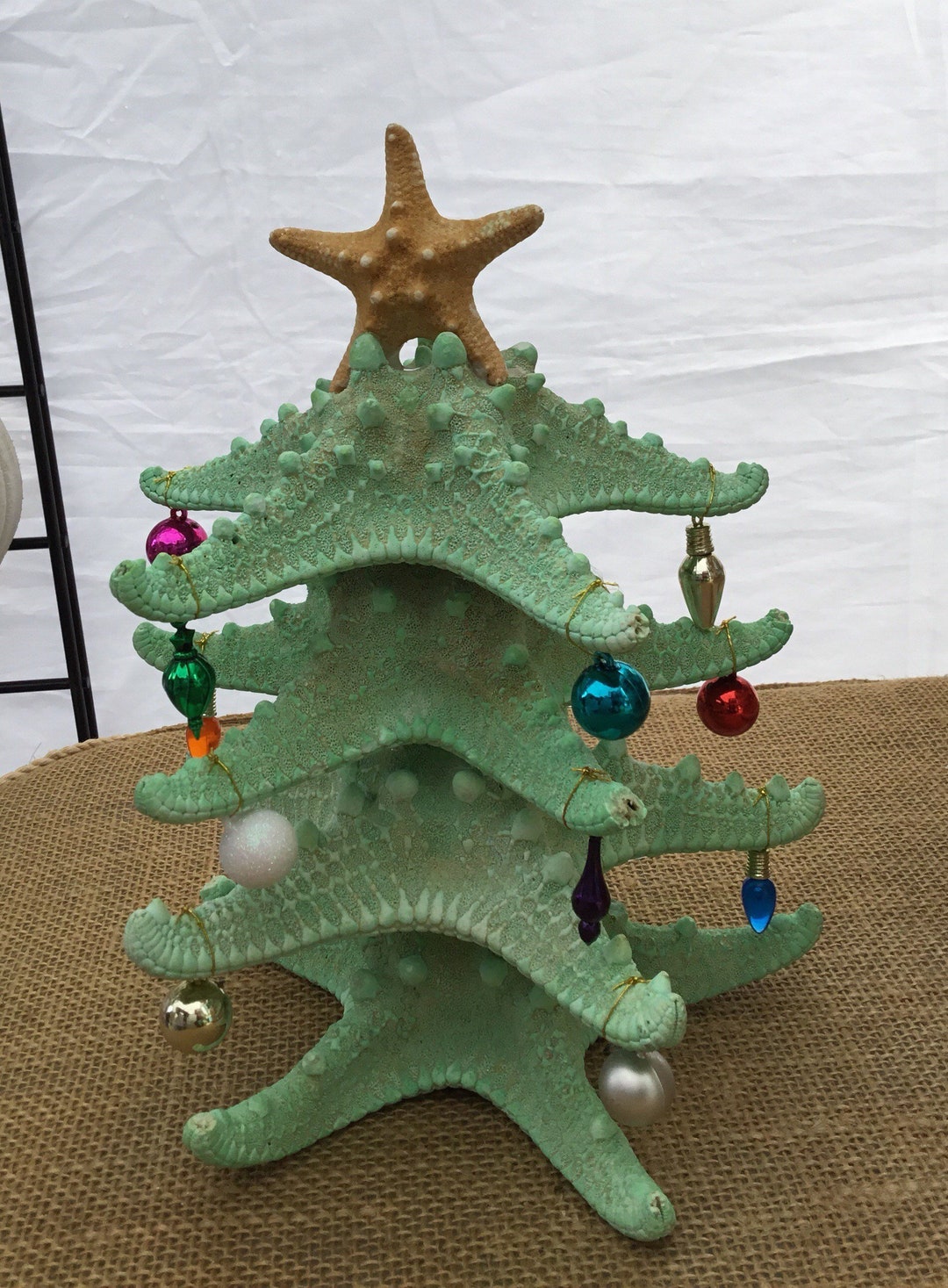 Starfish Christmas Tree, Mini Christmas Tree, 9 Green Starfish Tree, Tabletop Christmas Tree