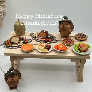 Happy Miniature Thanksgiving Dinner I Dollhouse Miniature Thanksgiving Food I Mini Thanksgiving Decor I Miniature 1:12 Scale Thanksgiving