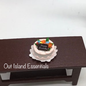 Miniature Birthday Cake I Miniature Doll Cake I Miniature Dollhouse Food I 1:12 Scale Dollhouse Accessories