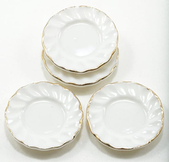 4 Pc Miniature Fluted Plates I Dollhouse White Dishes I Miniature Doll Plates I Miniature Dollhouse Dishes I 1:12 Scale Doll Accessory 4 Pc Miniature Fluted Plates I Dollhouse White Dishes I Miniature Doll Plates I Miniature Dollhouse Dishes I 1:12 Scale Doll Accessory